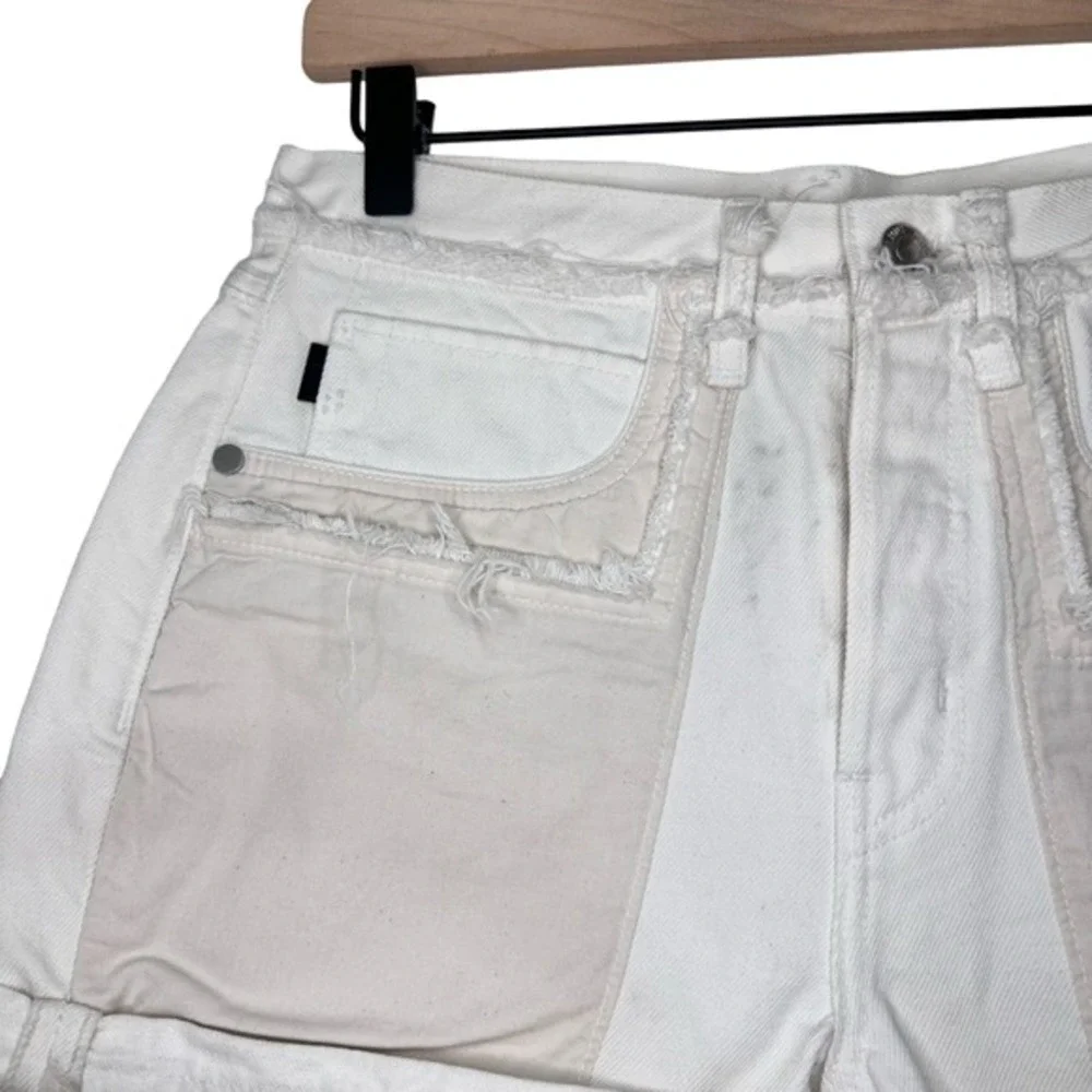 Helmut Lang‎ Rolled Boyfriend Shorts Mid Rise Relaxed Fit Dove White Size 26